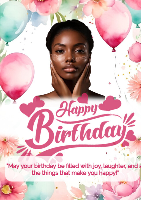 Plantilla de White Maximalist Happy Birthday A4 | PosterMyWall