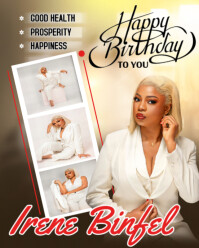 White Maximalist Happy Birthday Anniversary  Instagram Portrait template