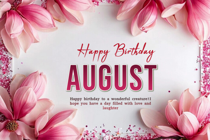 White Maximalist Happy Birthday August  Banner 4' × 6' template