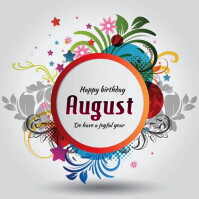 White Maximalist Happy Birthday August  Instagram Post template