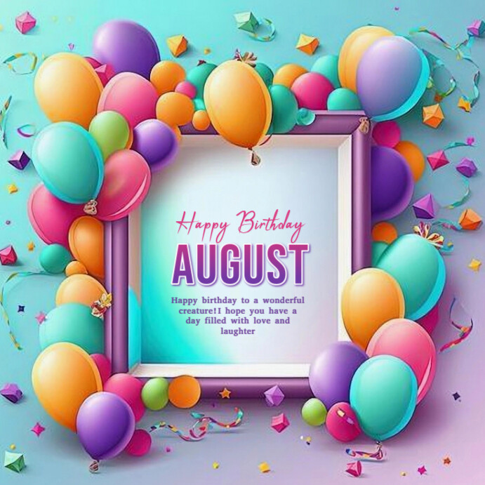 White Maximalist Happy Birthday August  Instagram Post template