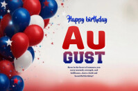 White Maximalist Happy Birthday August Label template
