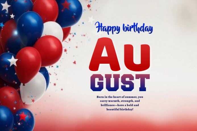 White Maximalist Happy Birthday August Label Template | PosterMyWall