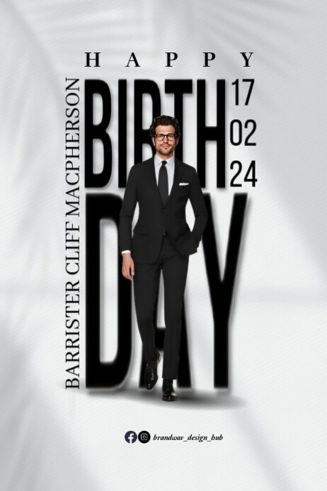 White Maximalist Happy Birthday Celebration Flyer – Editable Design With Photo & Text Poster Cartaz template