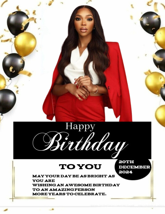 White Maximalist Happy Birthday Design Flyer (us Letter) Template ...