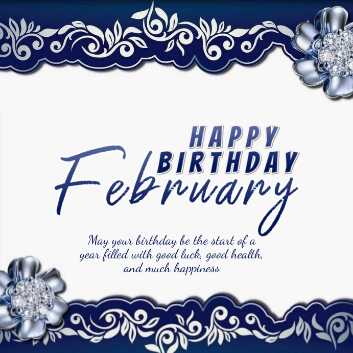 White Maximalist Happy Birthday February Instagram Post Template ...