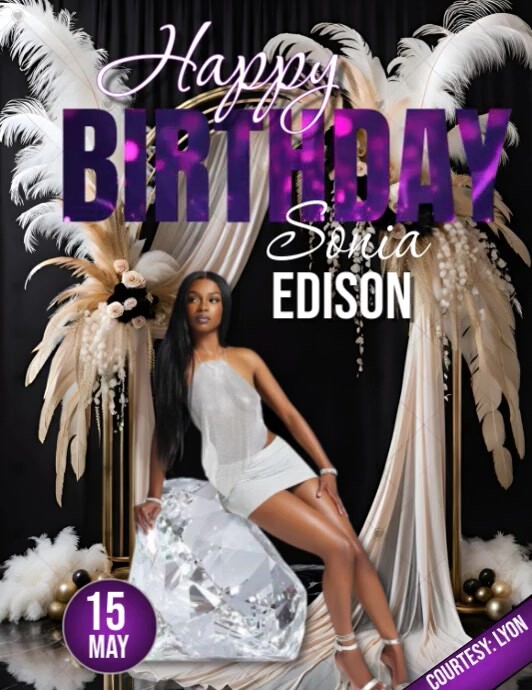 White Maximalist Happy Birthday Flyer (us Letter) Template | PosterMyWall