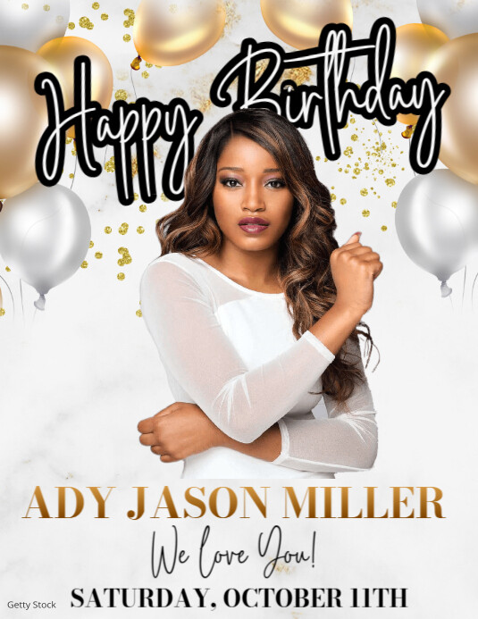 White Maximalist Happy Birthday Flyer (us Letter) Template | PosterMyWall