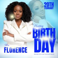 White Maximalist Happy Birthday Flyer Design  Instagram Post template