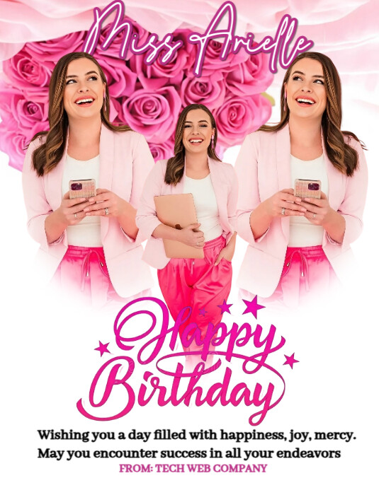 White Maximalist Happy Birthday Flyer Flyer (us Letter) Template ...