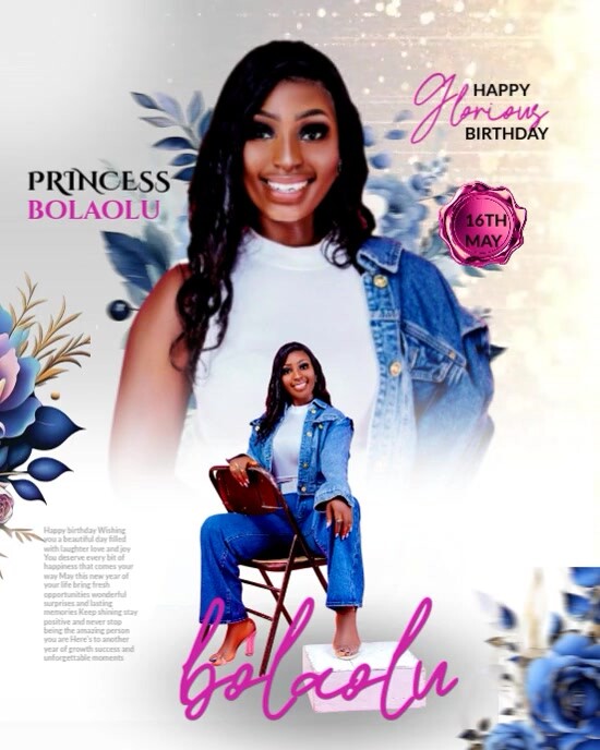 White Maximalist Happy Birthday Flyer Instagram Portrait Template ...