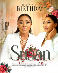 White Maximalist Happy Birthday Flyer Template  Instagram Portrait