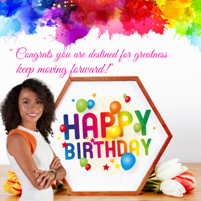 Copy of White Maximalist Happy Birthday Greetings And Template ...