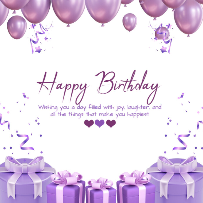 White Maximalist Happy Birthday Instagram Post Template | PosterMyWall