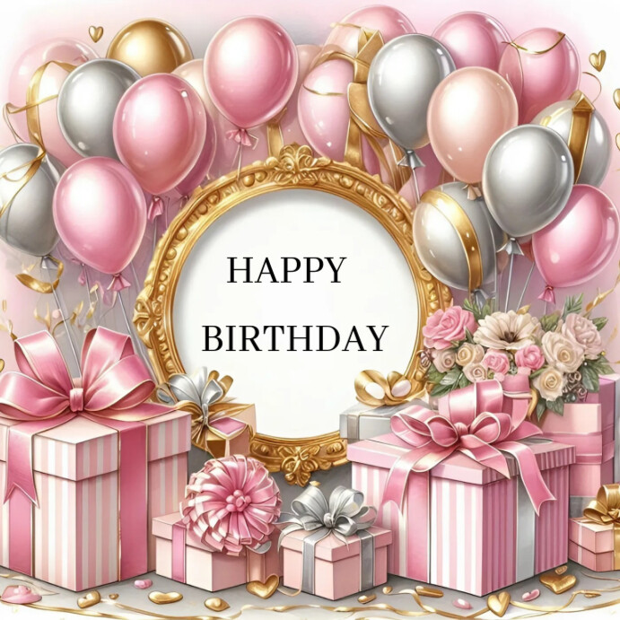 White Maximalist Happy Birthday Instagram Post Template | PosterMyWall