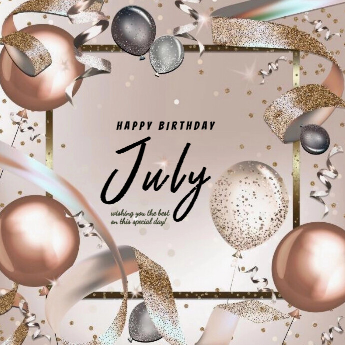 White Maximalist Happy Birthday July Instagram Post Template | PosterMyWall
