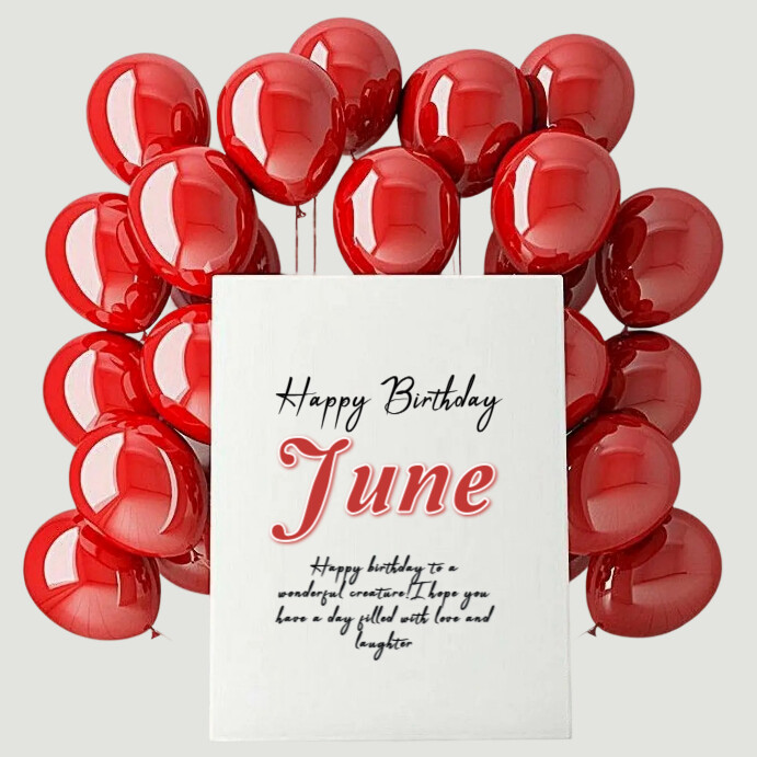 White Maximalist Happy Birthday June Instagram Post Template | PosterMyWall
