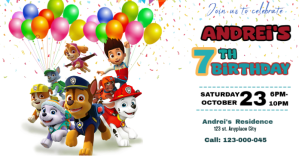 White Maximalist Happy Birthday Paw Patrol Fa Изображение, которым поделились на Facebook template