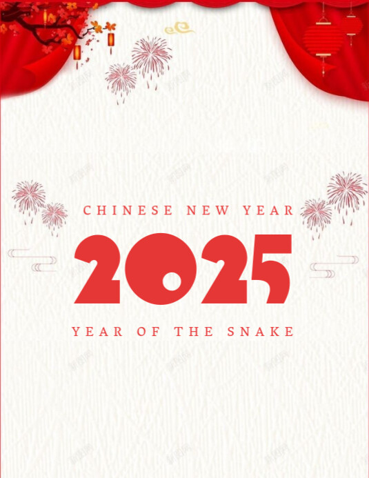 White Maximalist Happy Chinese New Year Flyer (us Letter) Template ...