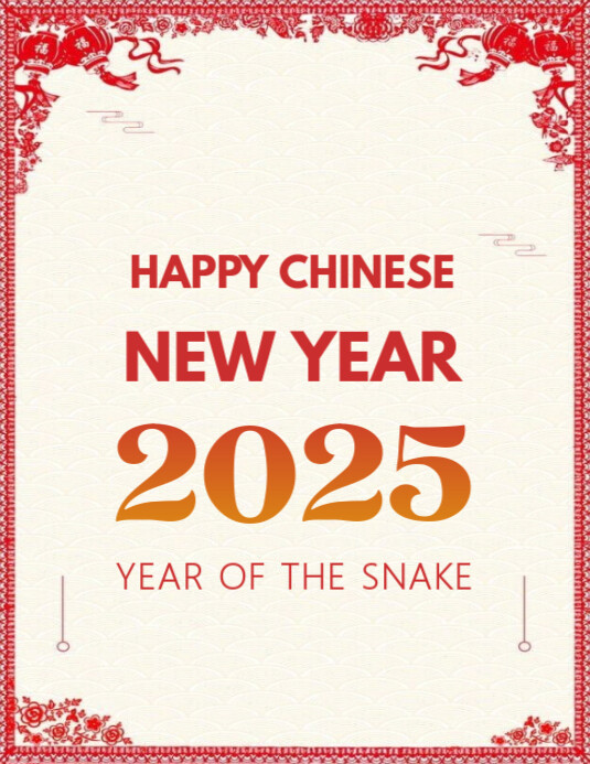 White Maximalist Happy Chinese New Year Flyer (us Letter) Template ...