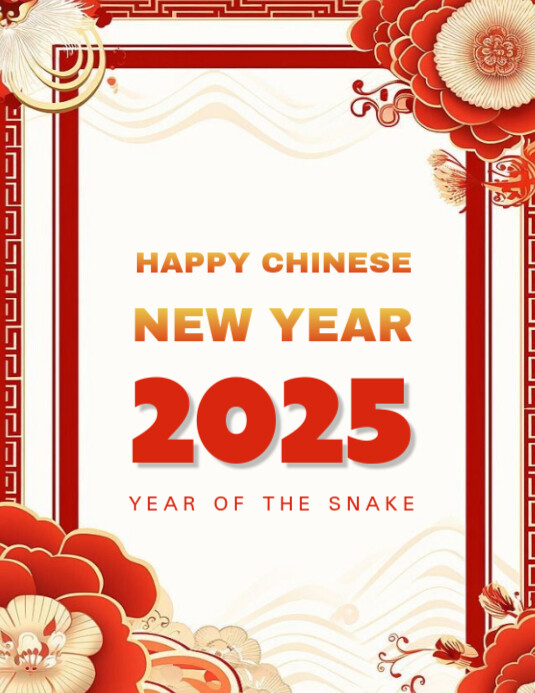 White Maximalist Happy Chinese New Year Flyer (us Letter) Template ...