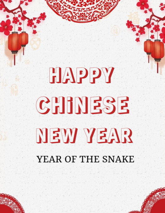 White Maximalist Happy Chinese New Year Flyer (us Letter) Template ...