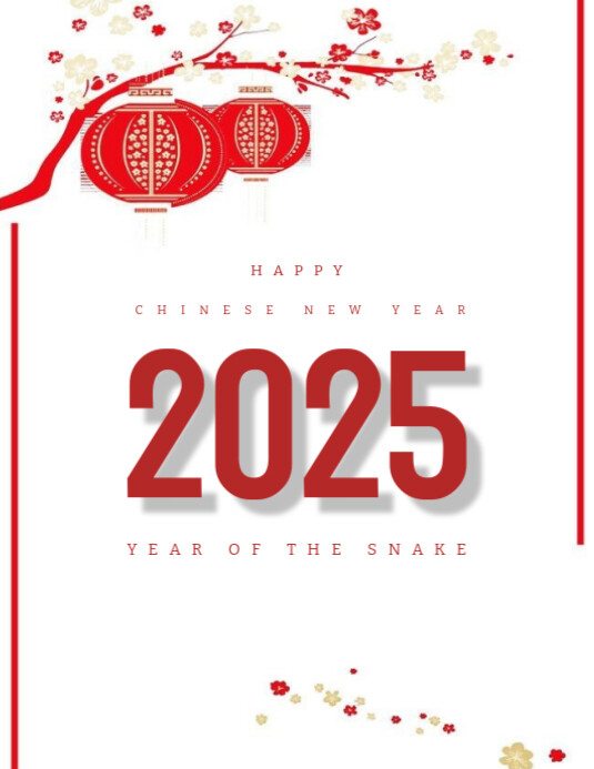 White Maximalist Happy Chinese New Year Flyer Flyer (us Letter ...