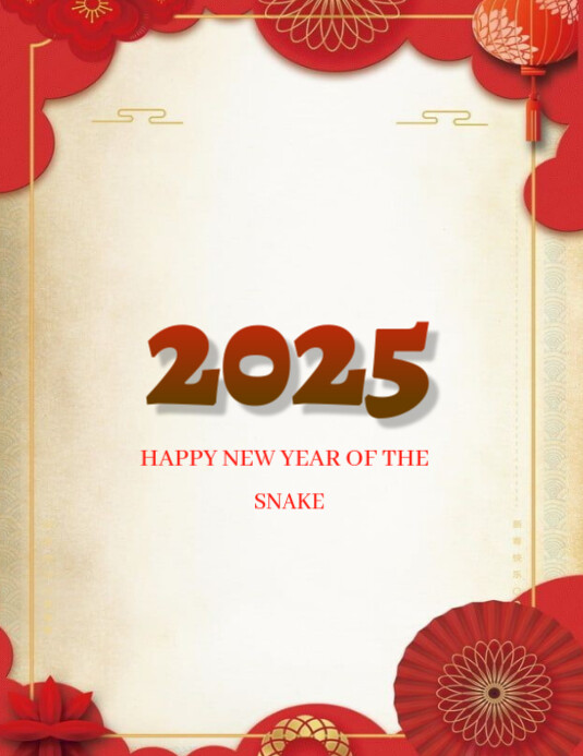 White Maximalist Happy Chinese New Year Flyer Flyer (us Letter ...