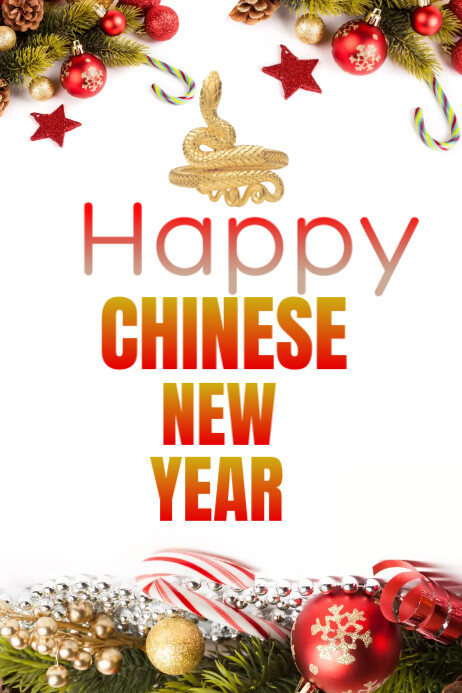 White Maximalist Happy Chinese New Year Poster Template | PosterMyWall