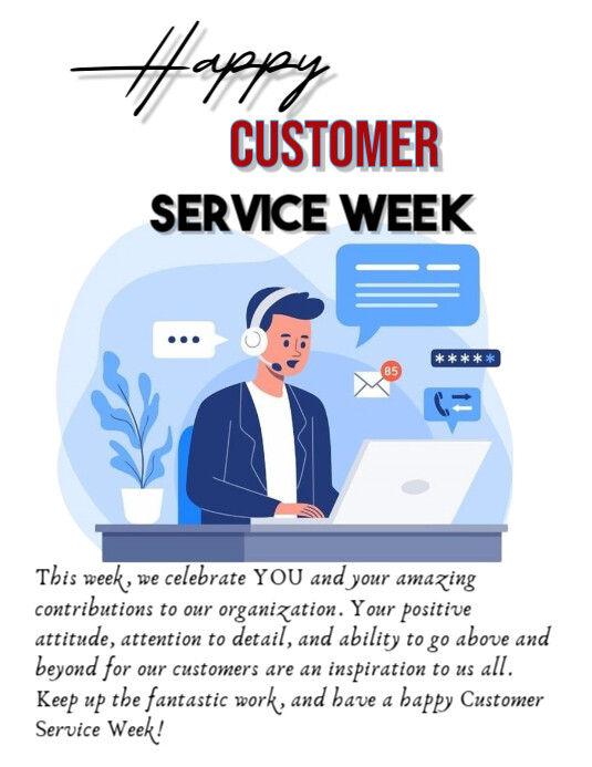 White Maximalist Happy Customer Service Week Flyer (us Letter) Template ...