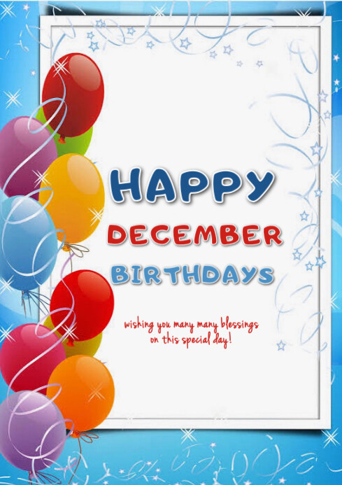 Happy December Randy White Maximalist Happy December Birthdays A4 Template | PosterMyWall