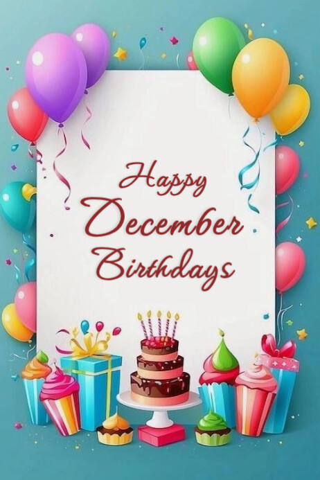 Happy December Randy White Maximalist Happy December Birthdays Banner 4' × 6' Template ...