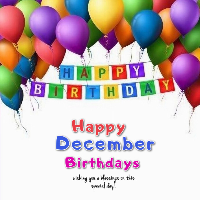 Plantilla de White Maximalist Happy December Birthdays Instagram Post ...