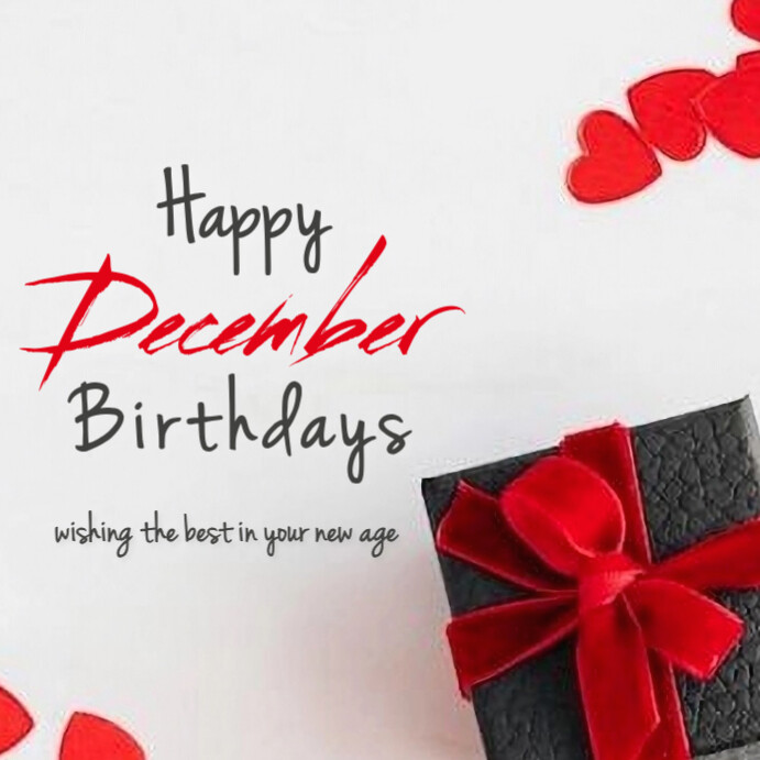 White Maximalist Happy December Birthdays Instagram Post Template ...