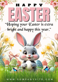White Maximalist Happy Easter A3 template