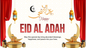 White Maximalist Happy Eid Al Adah Mubarak  Twitter Post template