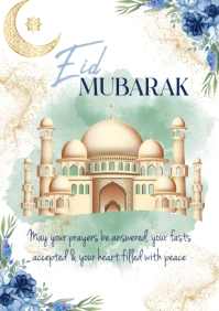 White Maximalist Happy Eid Mubarak brush paint mode  A5 template