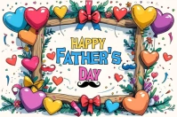 White Maximalist Happy Father's Day Celebration Posts Illustration Label template