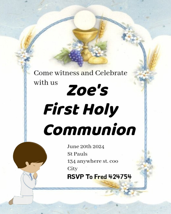 White Maximalist Happy First Communion Invitation Flyer Poster Template ...