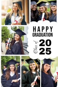 White Maximalist Happy Graduation  Pinterest Graphic template