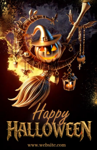 White Maximalist Happy Halloween Half Page Wide template