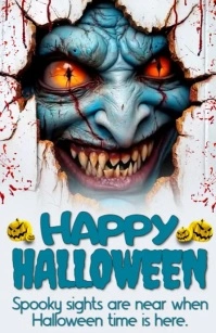 White Maximalist Happy Halloween Tabloid template
