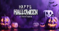 White Maximalist Happy Halloween Template Facebook Shared Image Obraz udostępniany na Facebooku