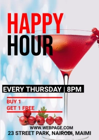 White Maximalist Happy Hours Thursday  A1 template