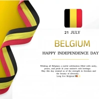 White Maximalist Happy Independence Day Belgium โพสต์บน Instagram template