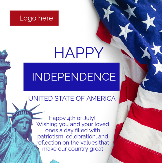 White Maximalist Happy Independence Day Usa  Instagram Post template