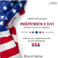 White Maximalist Happy Independence Day Usa S Square (1:1) template