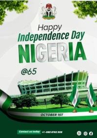 White Maximalist Happy Independent Nigeria 1st October  A2 template