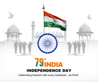 White Maximalist Happy India Independence Day  Medium Rectangle 中矩形广告 template