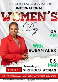 White Maximalist Happy International Women's Day A4 template